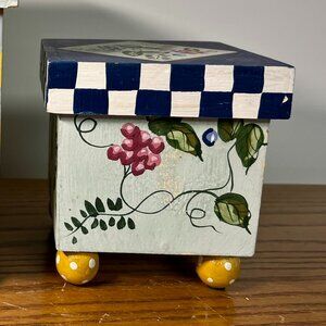 Vintage Artisan Painted Small Wood Stacking/Nesting Box